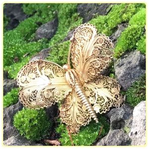 Vintage Topazio Portugal butterfly brooch pin